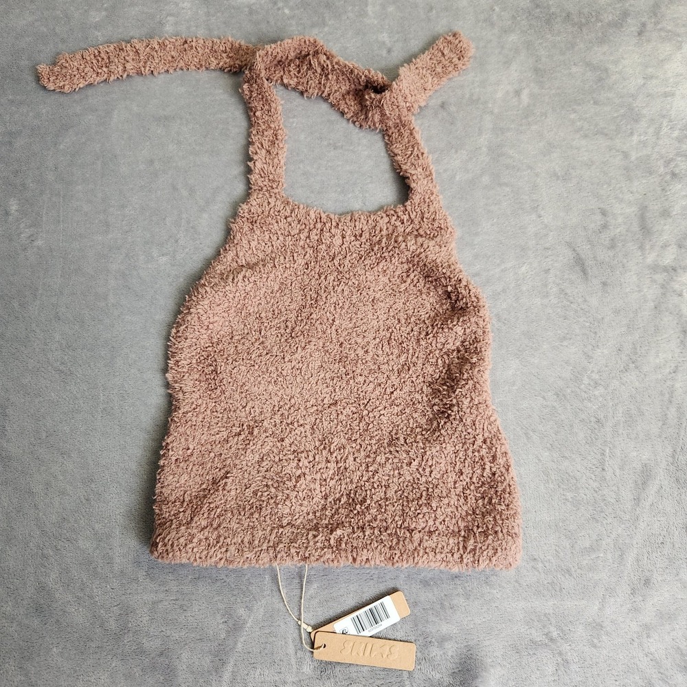 New SKIMS Women's Cozy Knit Halter Bra Top Rose Clay S M Small Medium - Picture 2 of 8